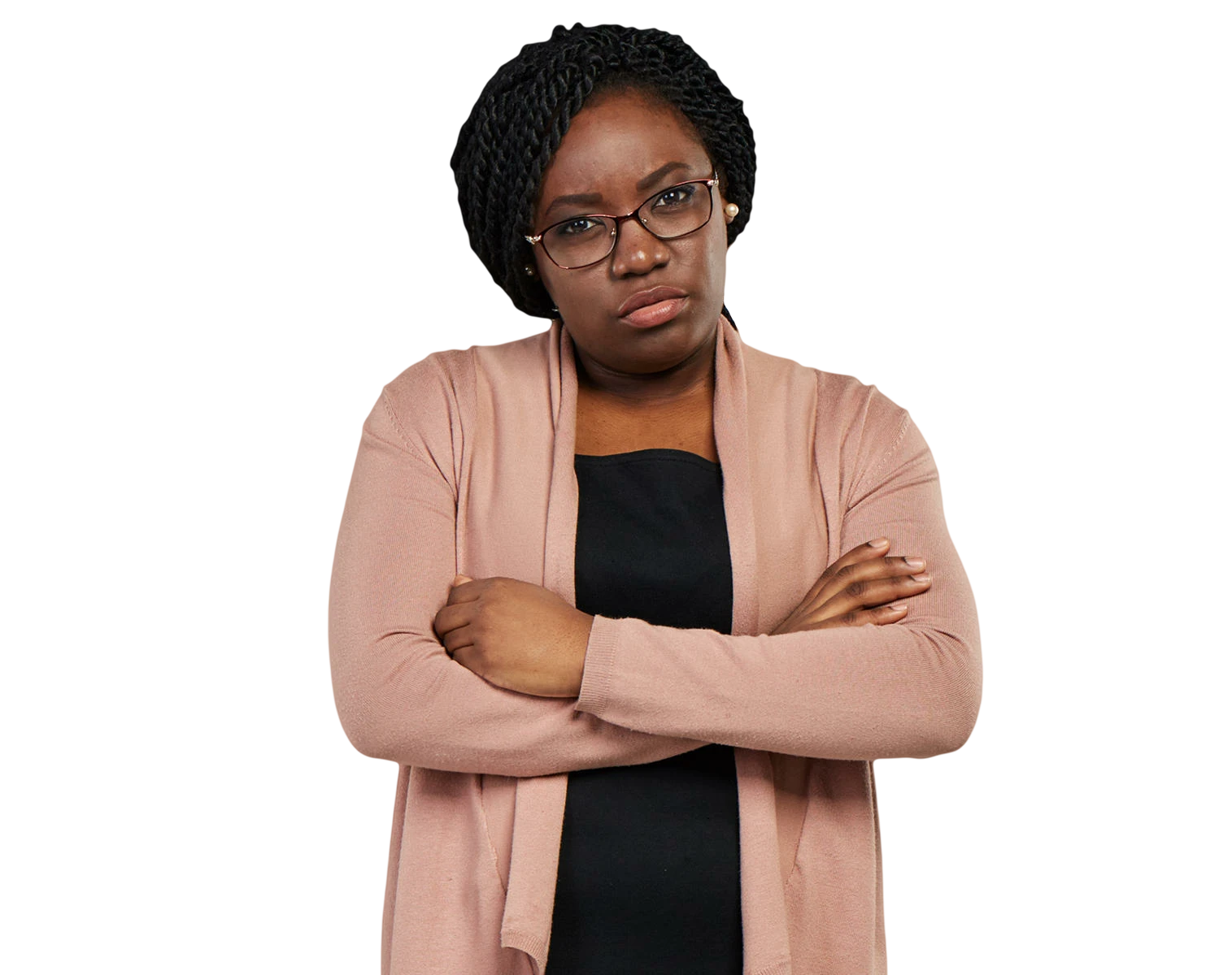 Maria Moyo, the hotel guest, looking unhappy